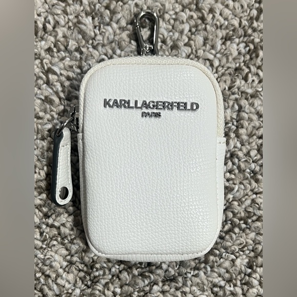 Karl Lagerfeld White Leather Coin Mini Purse Pouch - Picture 2 of 3